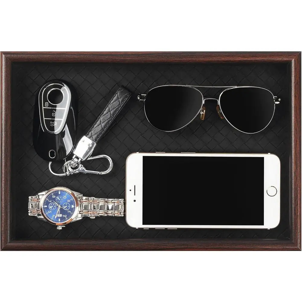 The Valet Tray — Leather & Wood