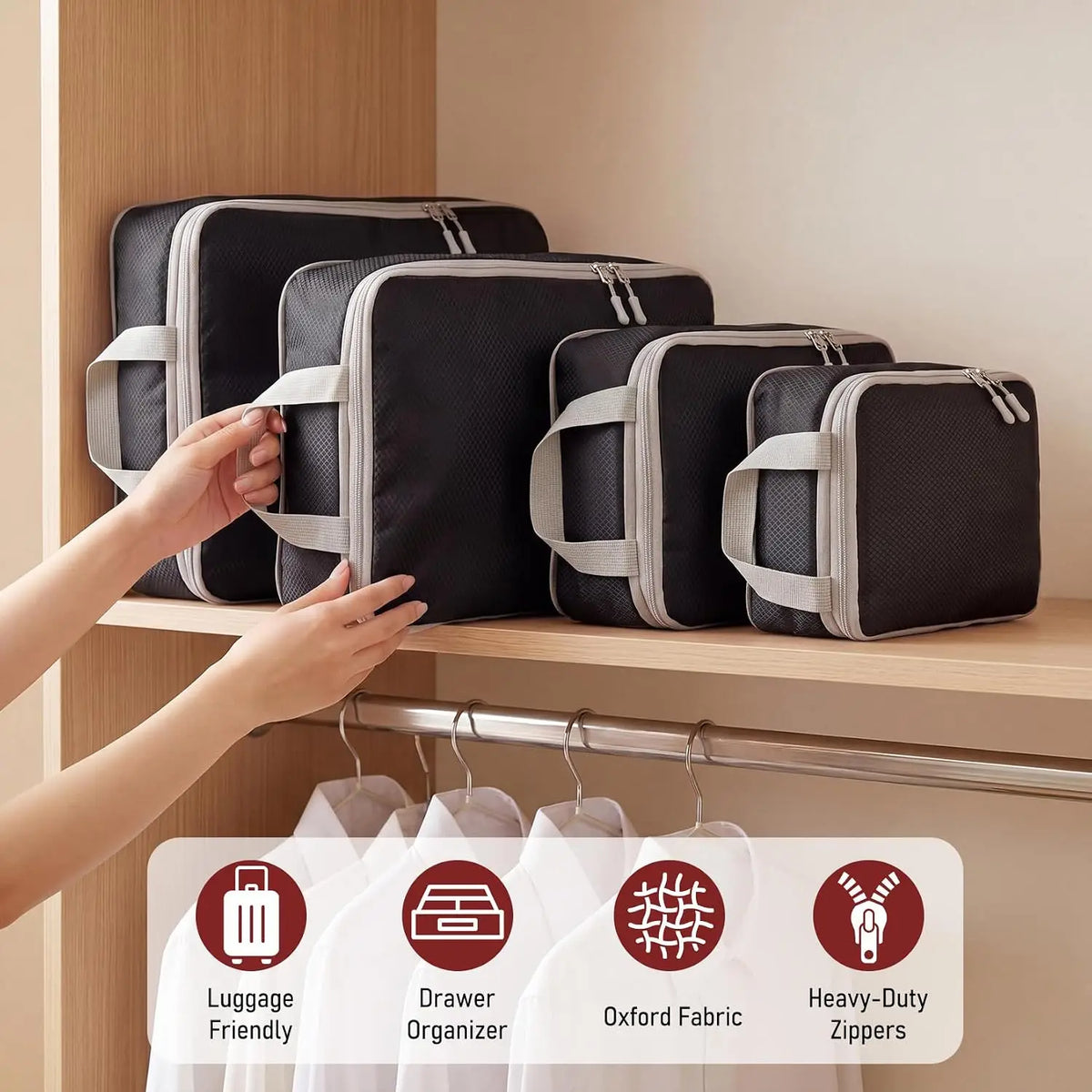 Compression packing cubes